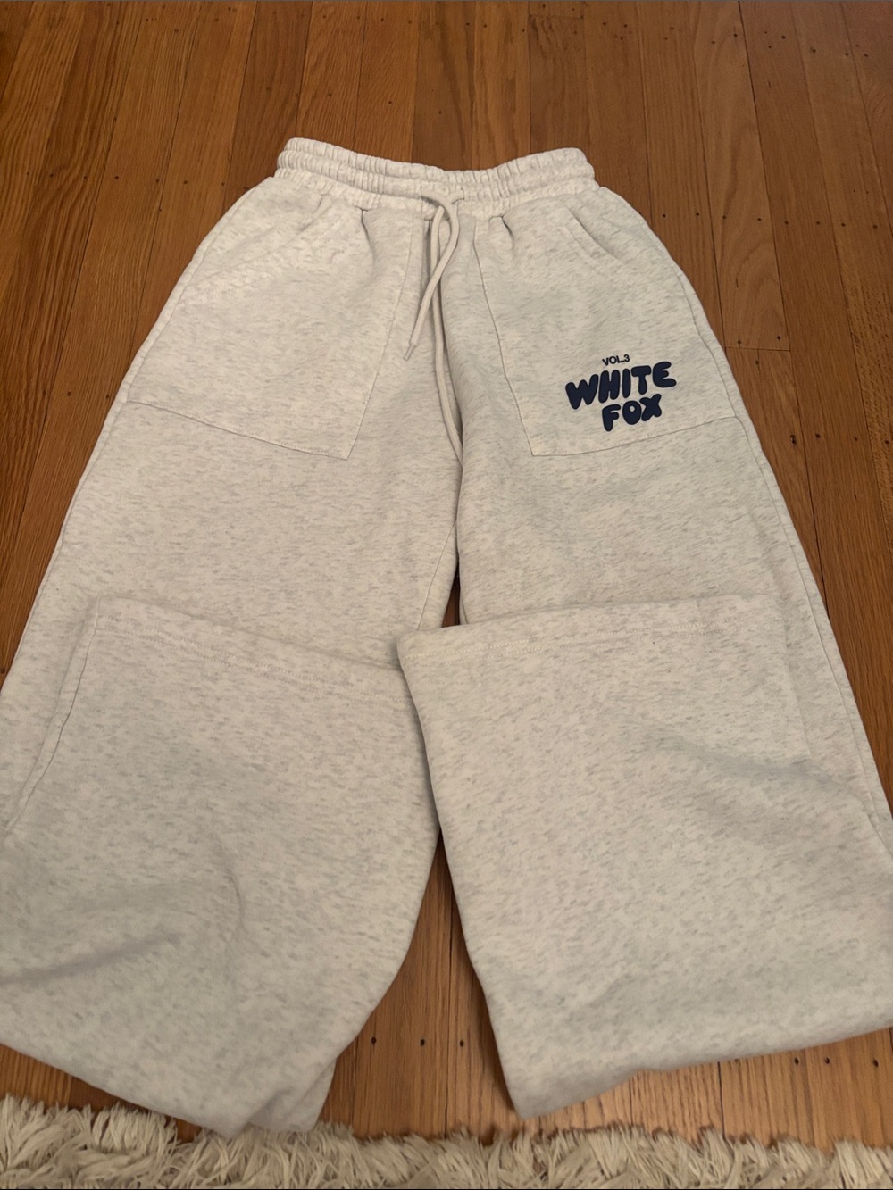 White Fox Boutique Cream Kids Joggers with Logo